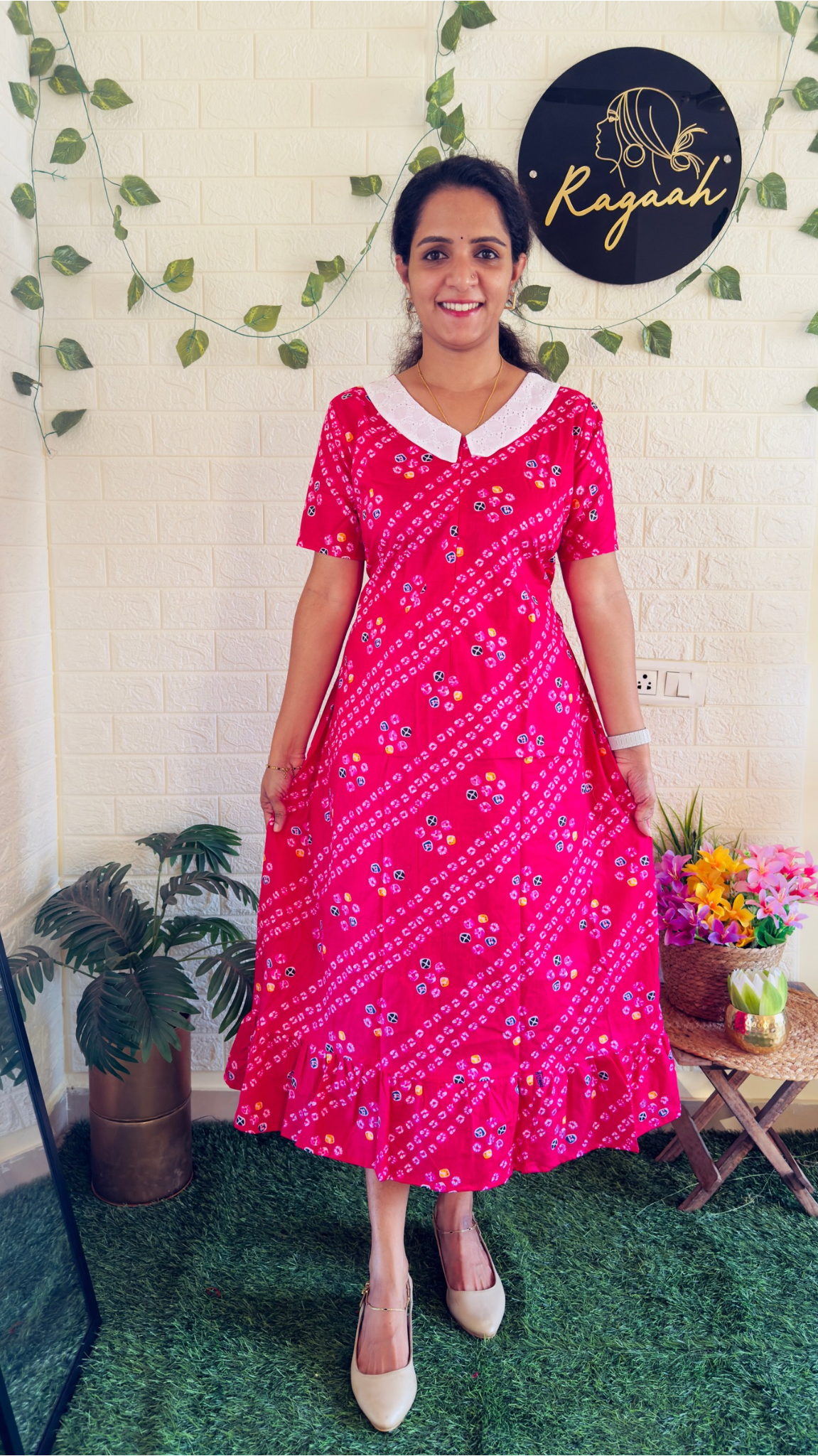 Feeding Cotton Badhini Printed Frock RG902 Pink