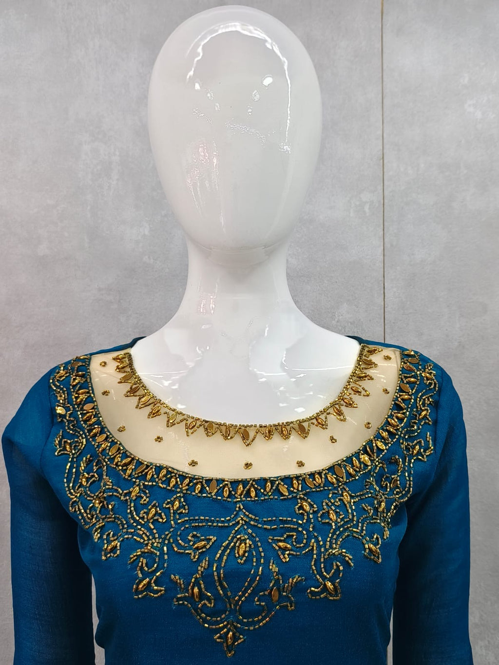 Party wear Top & Bottom Set RG822 Peacock Blue