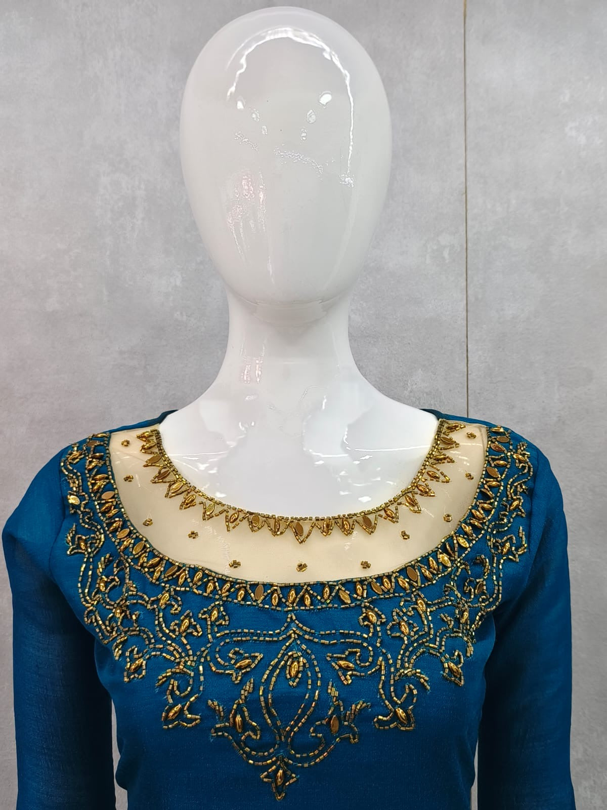 Party wear Top & Bottom Set RG822 Peacock Blue