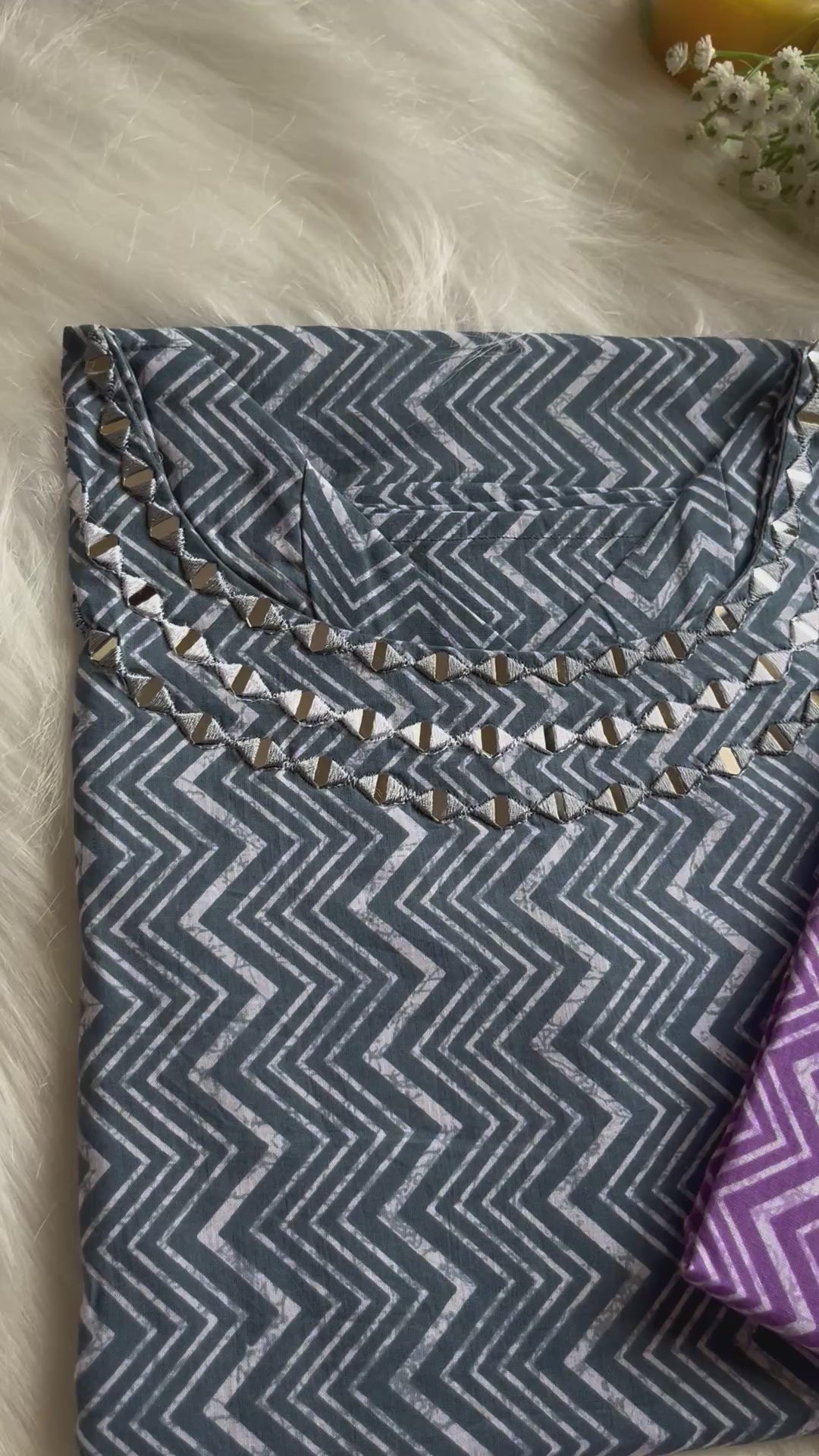 Cotton kurti with round neck